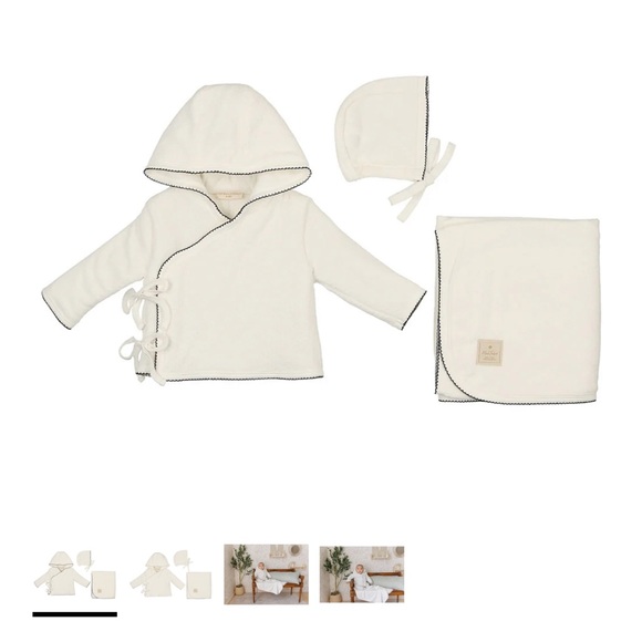 Ivory Baby Hooded Jacket Bonnet & Blanket Set